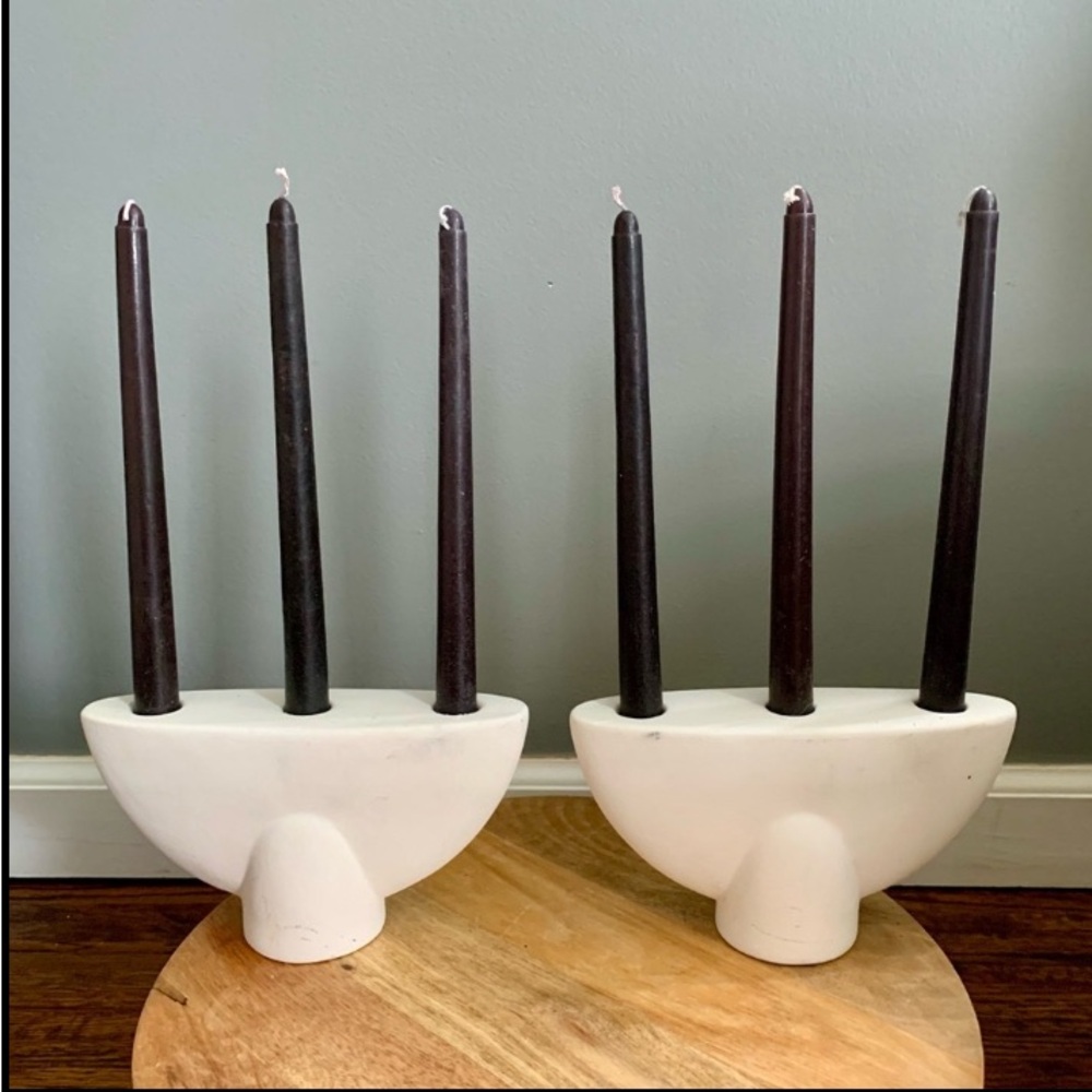 White Ceramic Candle Holders